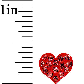 Red Gem Heart to Heart Stud Earrings