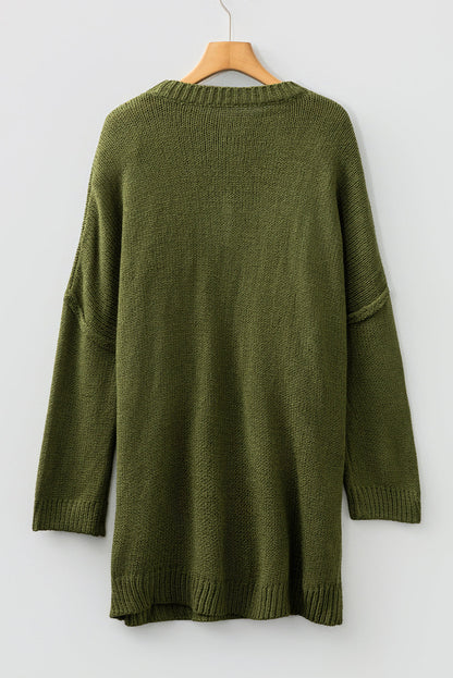 Solid Slouchy Drop Shoulder Sweater Dress