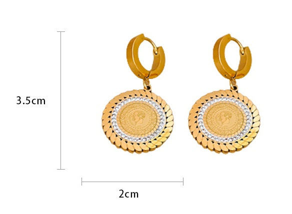 Retro Titanium Steel Diamond Ear Clip Earrings