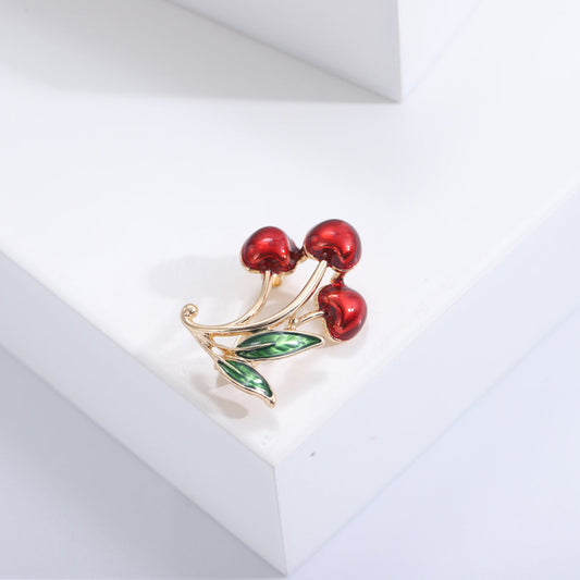 Red Dripping Cherry Clothing Brooch