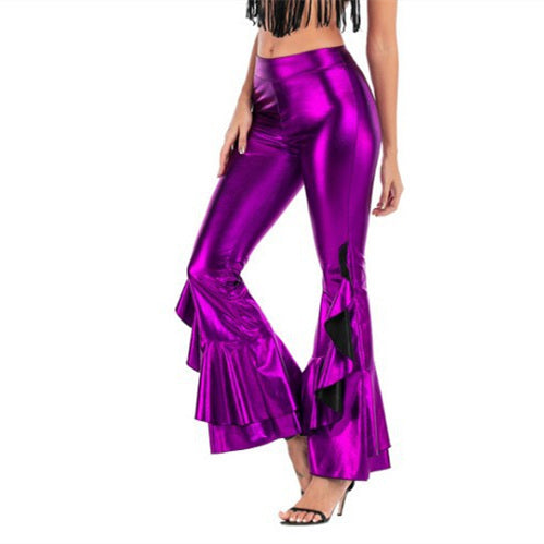 Women's Slim-fit Leather Bell-bottom Pants