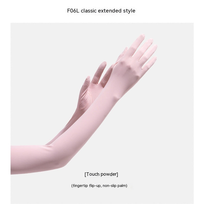 Nylon Ice Silk Long Sun Protection Gloves