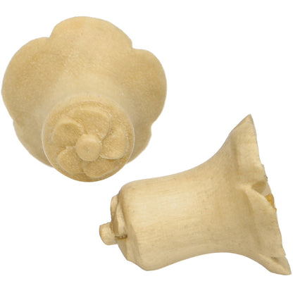 0G Organic Crocodile Wood Flower Hand Carved Plug Set