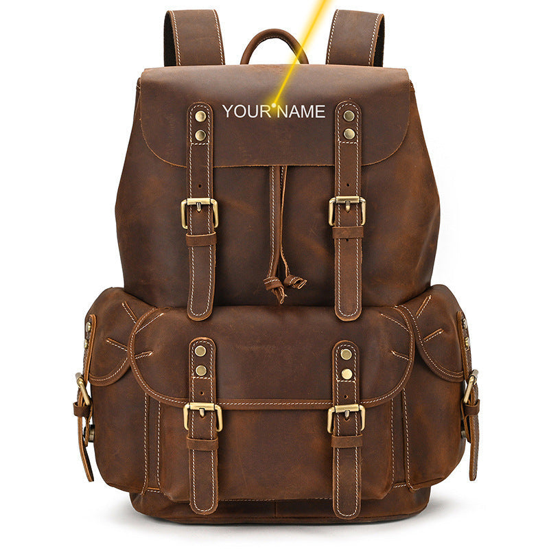 Crazy Horse Leather Outdoor Backpack