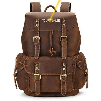 Crazy Horse Leather Outdoor Backpack