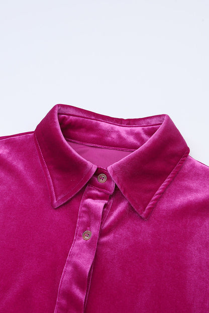 Valentine Velvet Ruffle Buttoned Long Sleeve Dress