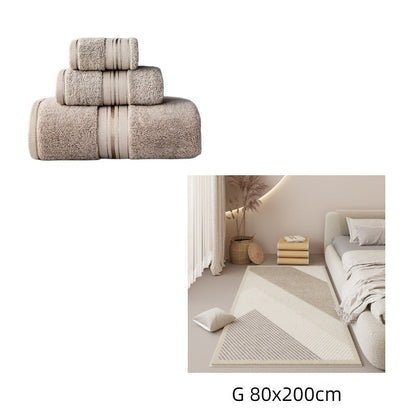 Pure Color Thick Cotton Bath Towel Set