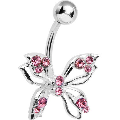 Pink Gem Lively Butterfly Belly Ring