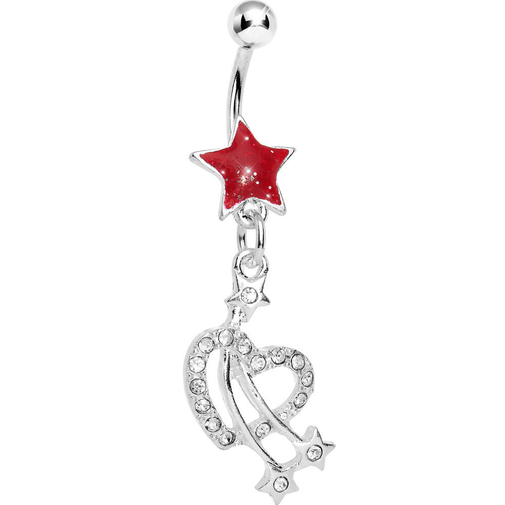 Red Shooting Stars and Hearts Belly Ring