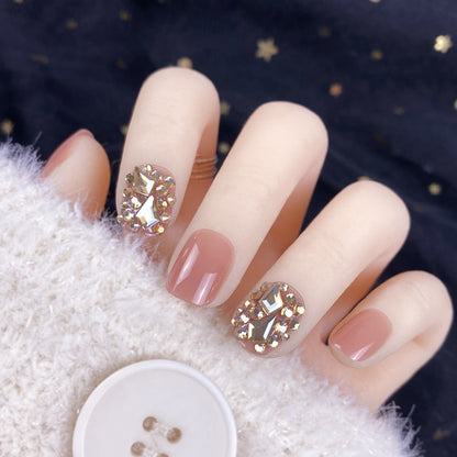 Champagne Gold Diamond Fake Nails