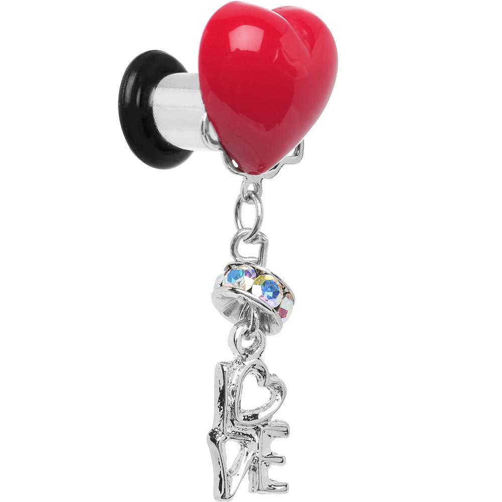 Steel Red Heart Love Dangle Plug Sizes 5mm to 12mm