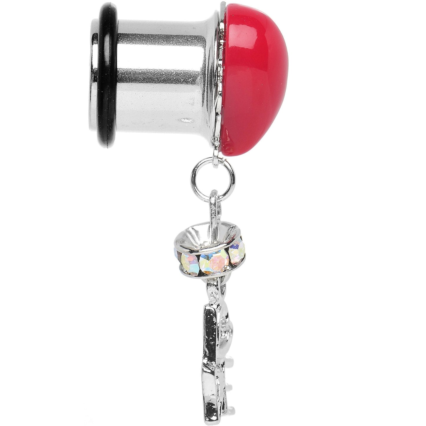 Steel Red Heart Love Dangle Plug Sizes 5mm to 12mm