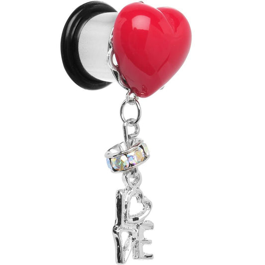 Steel Red Heart Love Dangle Plug Sizes 5mm to 12mm
