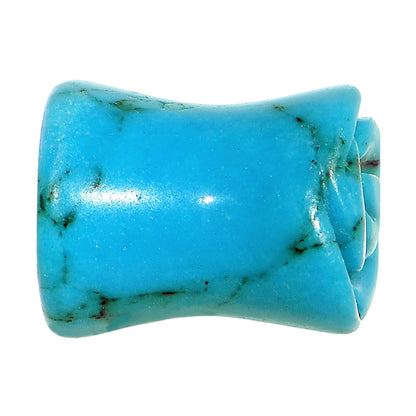 0G Natural Blue Turquoise Blooming Flower Stone Saddle Plug