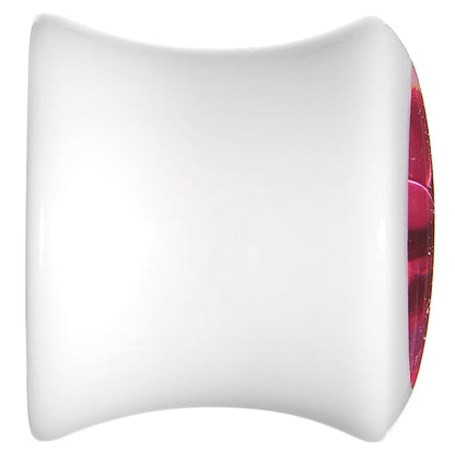 00G White Acrylic Pink Metallic Rose Flower Plug