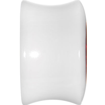 5/8 White Acrylic Red Metallic Rose Flower Plug