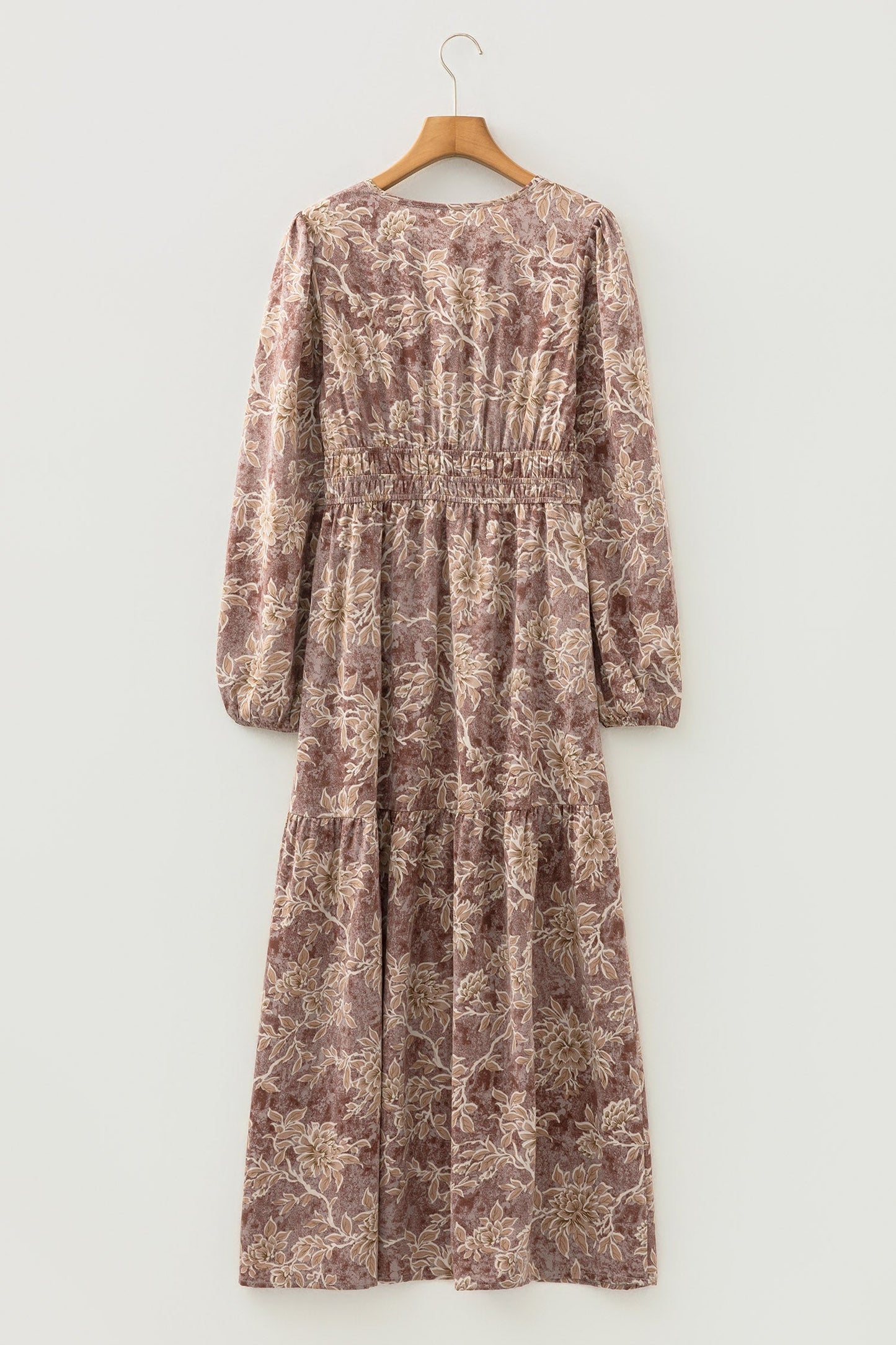 Floral Smock High Waist Long Sleeve Dress
