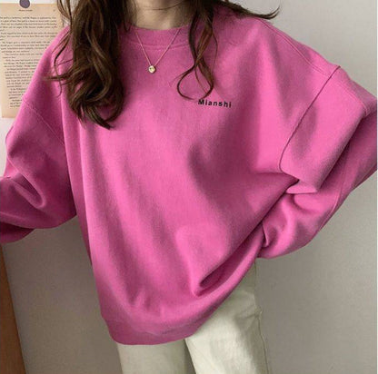 Spring and Autumn Loose Crew Neck Long-Sleeve Coat Top