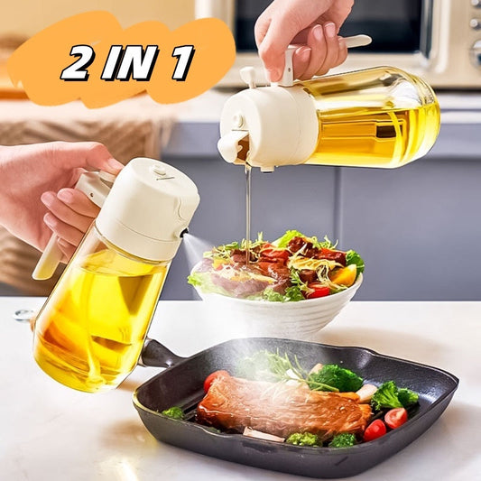470ml Olive Oil Sprayer Dispenser 2-in-1 Glass Bottle