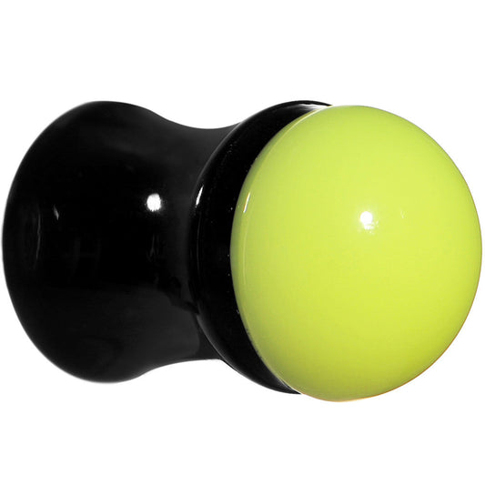 0G Black Neon Yellow Acrylic Saddle Plug