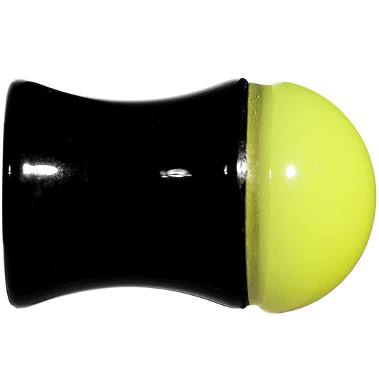 0G Black Neon Yellow Acrylic Saddle Plug