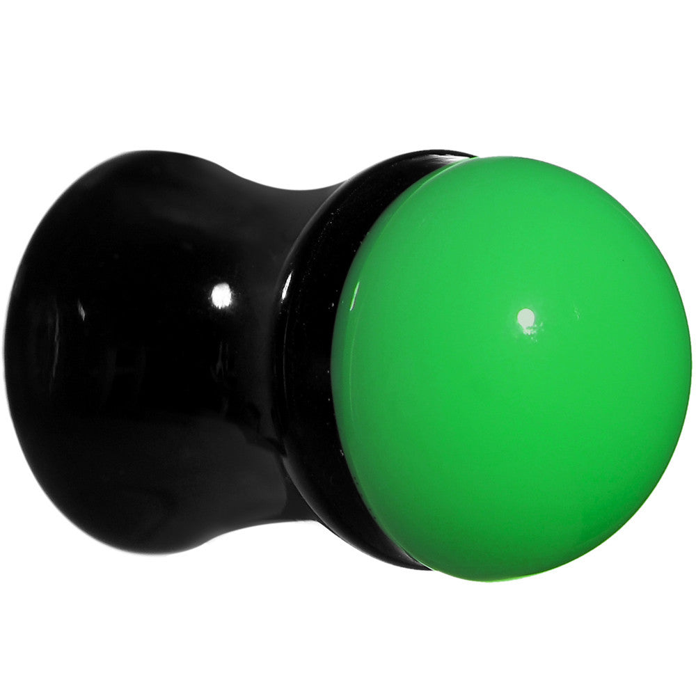 0G Black Neon Green Acrylic Saddle Plug
