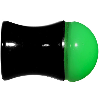 0G Black Neon Green Acrylic Saddle Plug