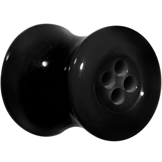 0G Acrylic Black Button Saddle Plug