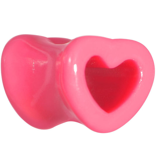 0G Pink Acrylic Hollow Heart Tunnel