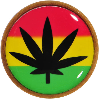 18mm Organic Sandalwood Rasta Pot Leaf Saddle Plug