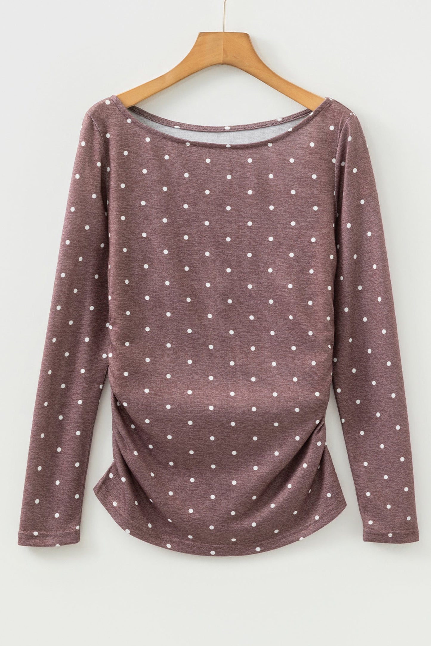 Polka Dot Boat Neck Knit Long Sleeve
