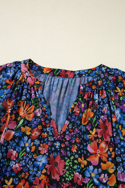 Floral V-Neck Long Sleeve Maxi Dress