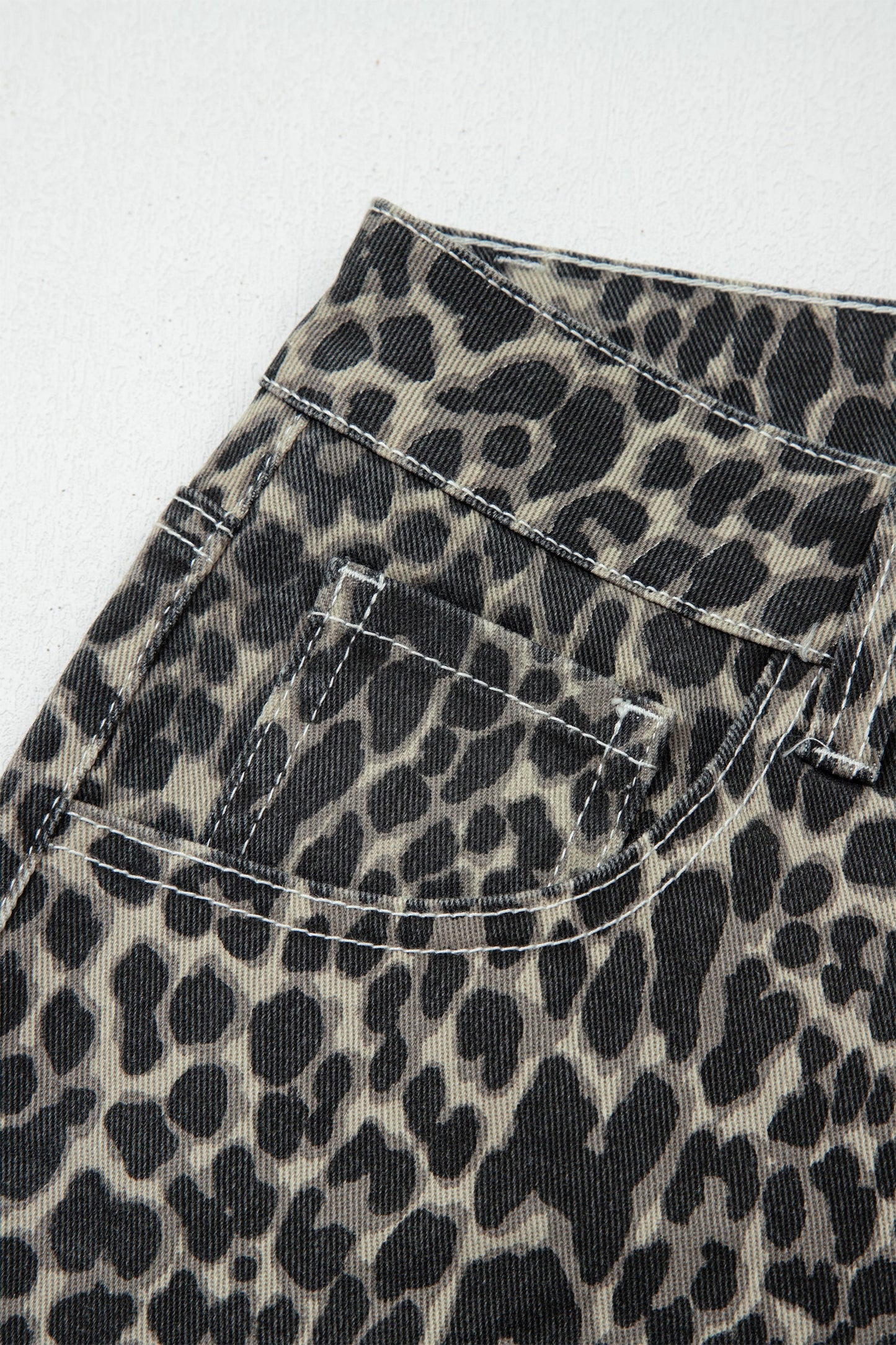 Leopard High Waist Barrel Jeans