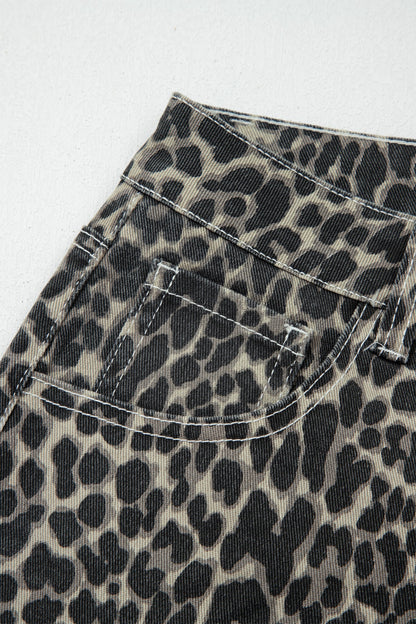 Leopard High Waist Barrel Jeans