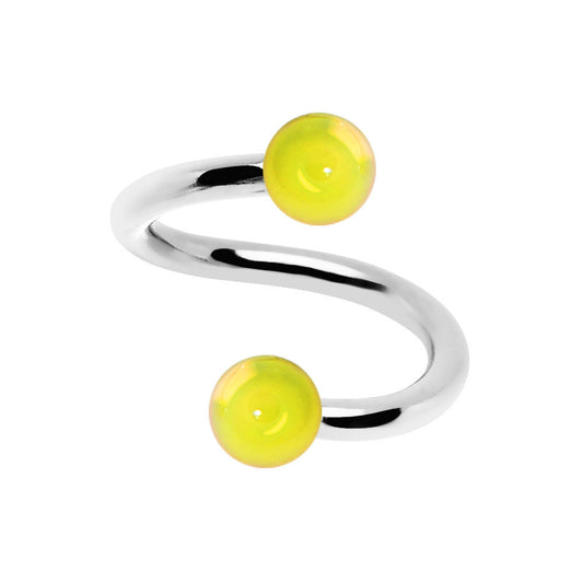 16G 5/16 Iridescent Yellow Acrylic Ball Spiral Twister