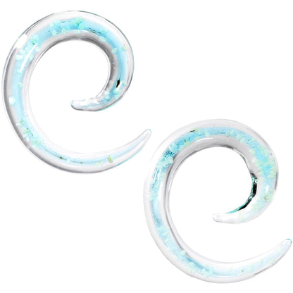 4G Aqua Sky Glow in the Dark Glass Spiral Taper Set