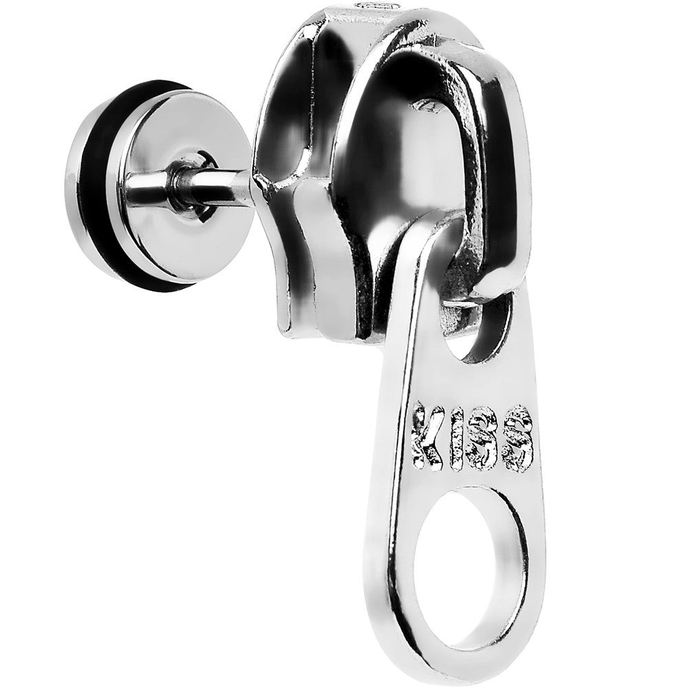 Silver Tone Enamel Kiss Zipper Cheater Plug