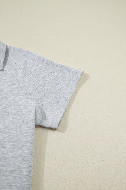 Collared V-Neck Tee & Drawstring Shorts Set