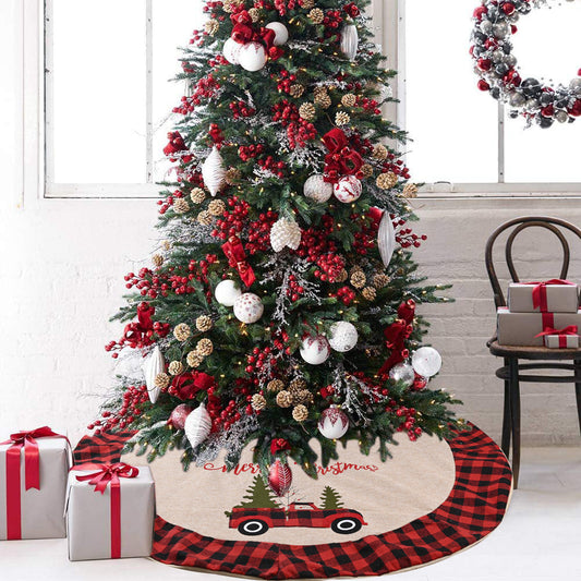Linen Christmas Tree Skirt 120CM Decor