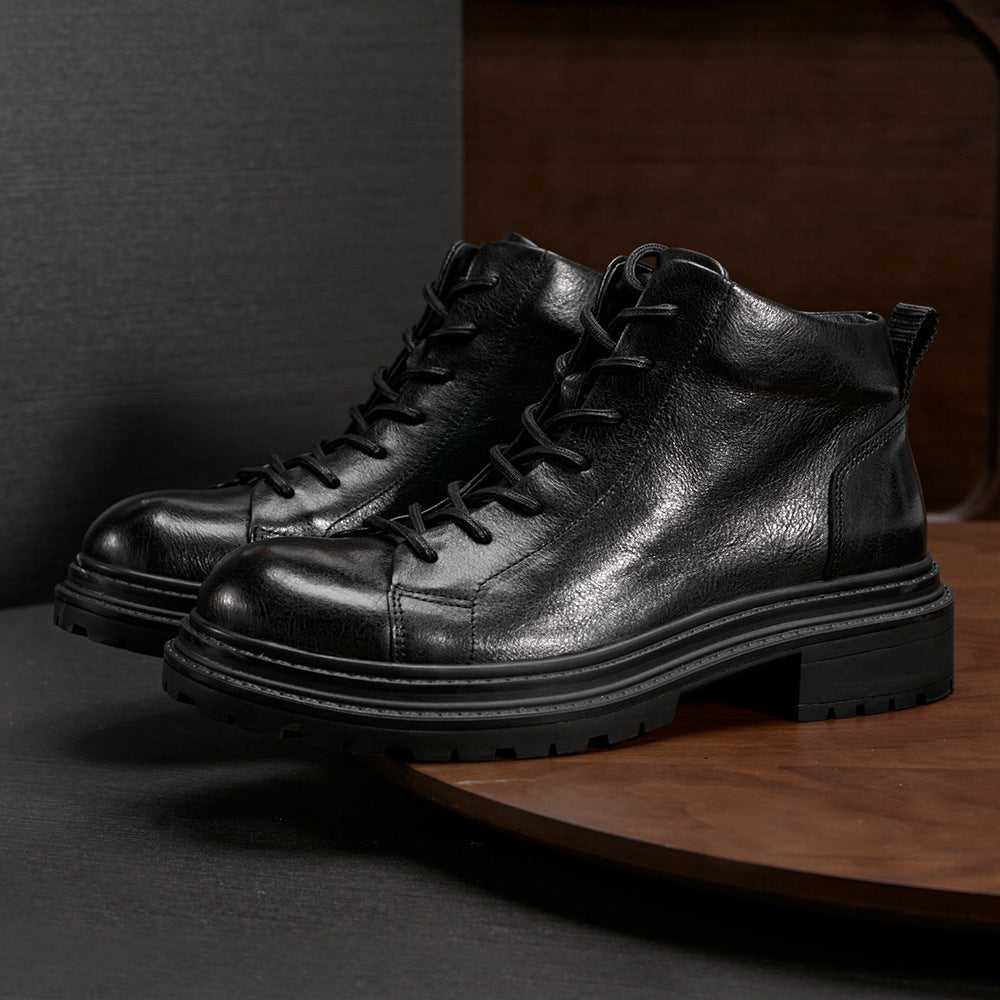 Short Genuine Leather Workwear Boots