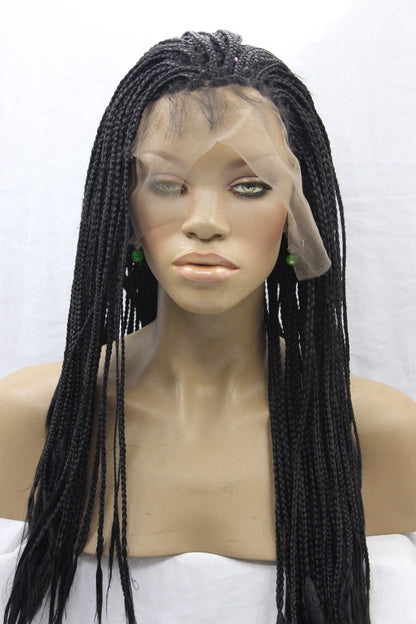 European and American Front Lace Black Scorpion Wig Set