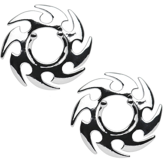 Silver Tone Tribal Spiral Clip On Fake Nipple Shield Set
