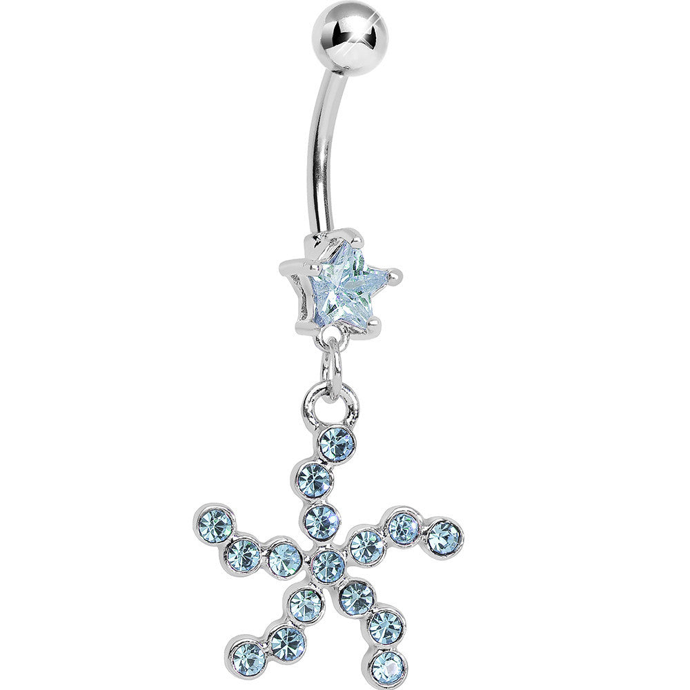 Aqua Star Gem Aqua Starfish Dangle Belly Ring