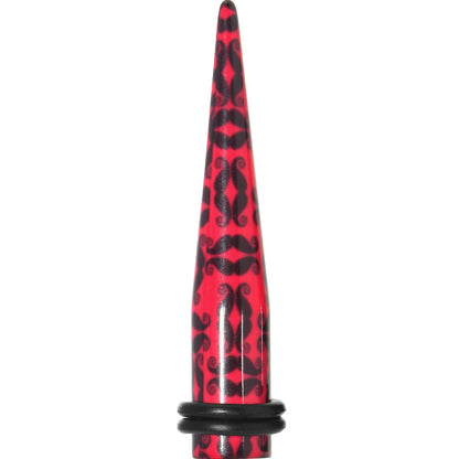 0G Black Mustaches Red Acrylic Taper Ear Plug