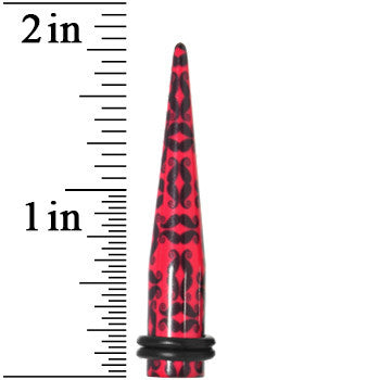 0G Black Mustaches Red Acrylic Taper Ear Plug