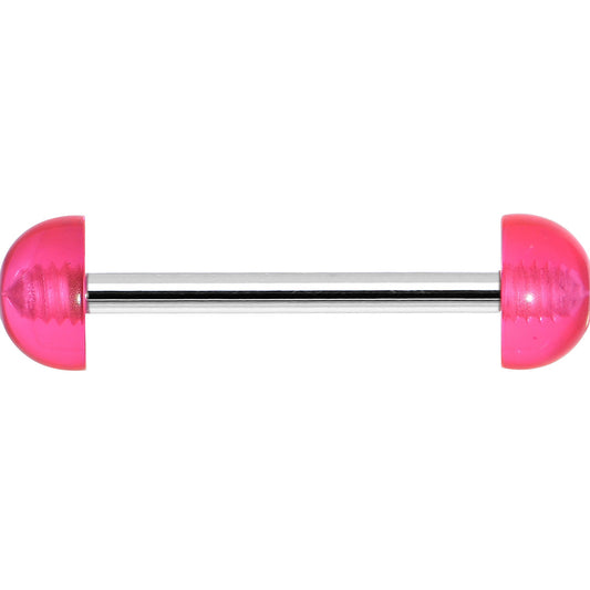 Pink Acrylic Half Ball Pixie Dust Barbell Tongue Ring