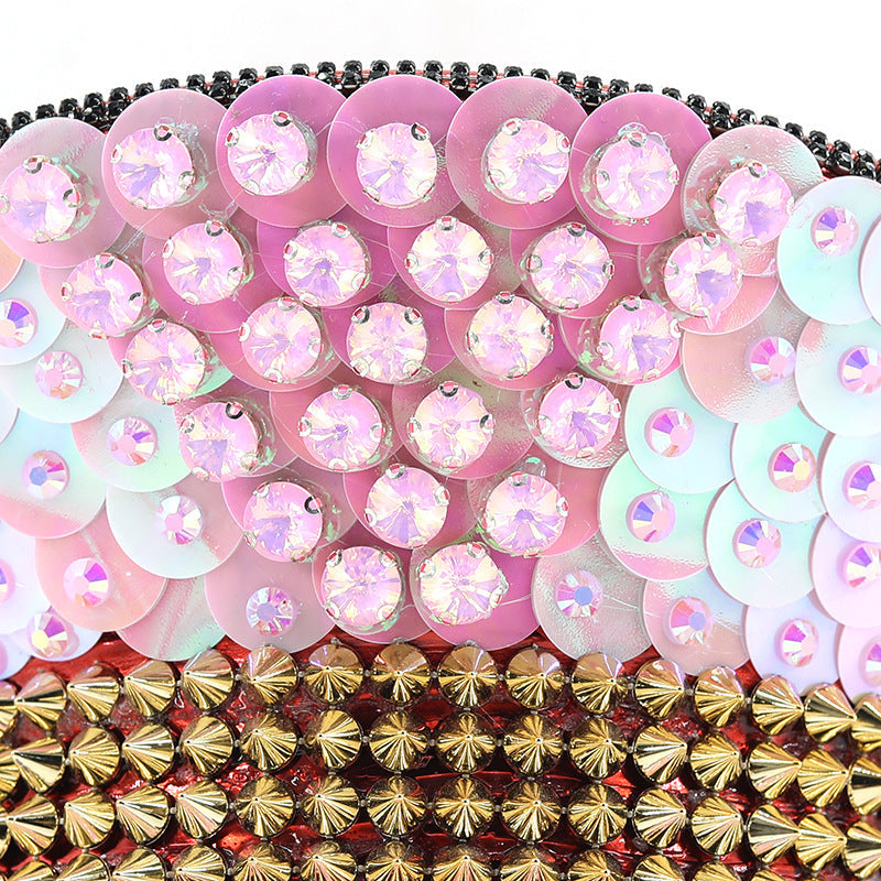 Pink Sequin Women's Wedding Cap