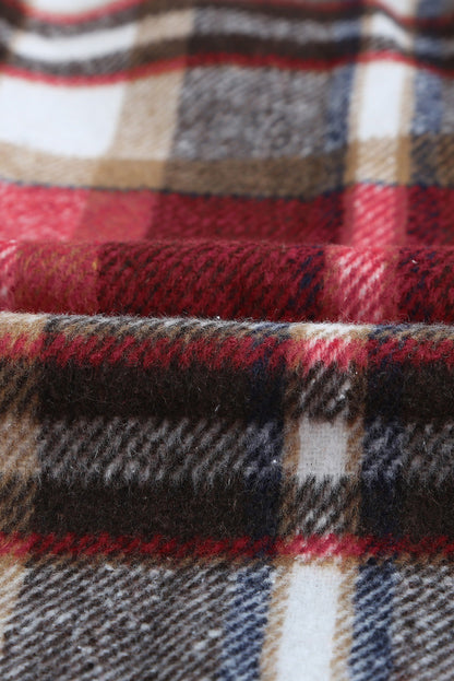 Plaid Pocketed Button Front Shacket