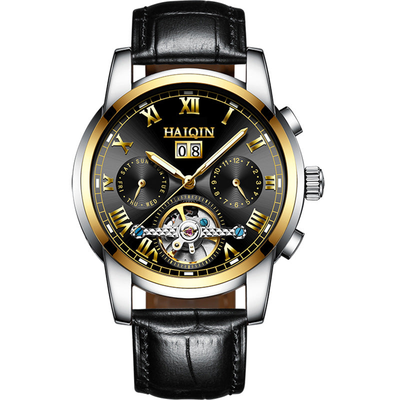 Men's Fashion Luminous Waterproof Skeleton Tourbillon Watch