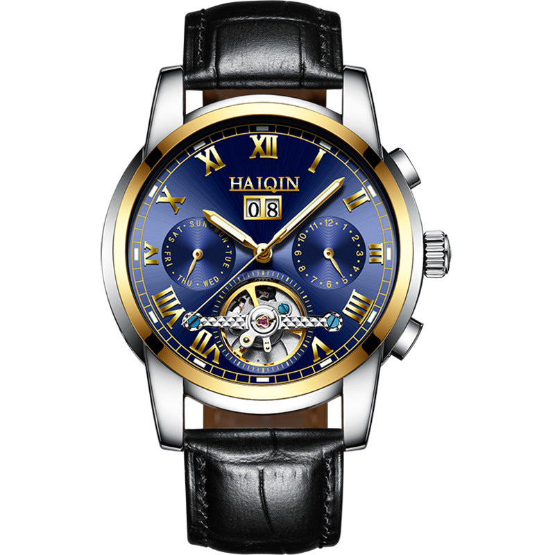 Men's Fashion Luminous Waterproof Skeleton Tourbillon Watch